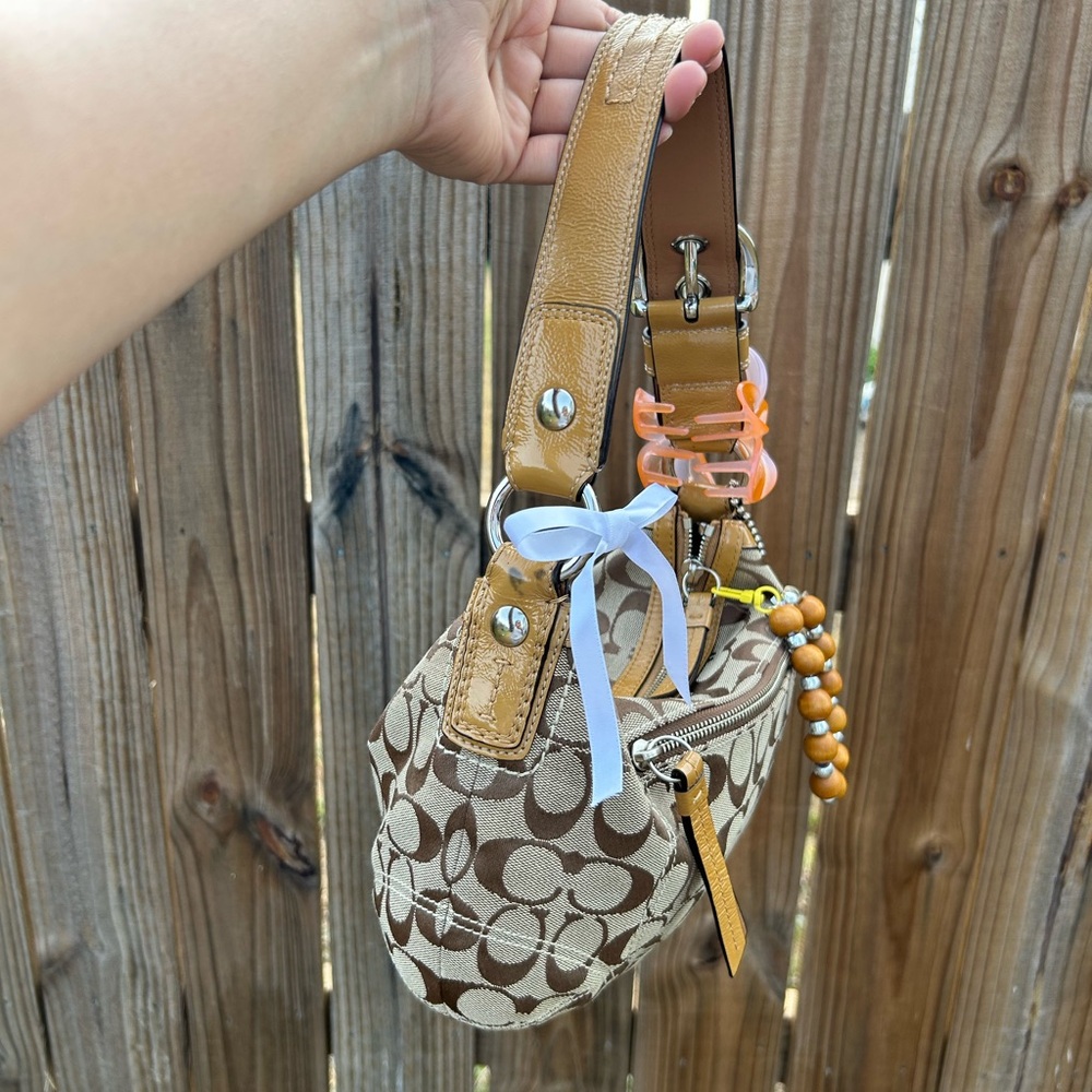 Coach Jacquard Half Moon Hobo Shoulder Bag Vintage Y2K - Picture 5 of 8